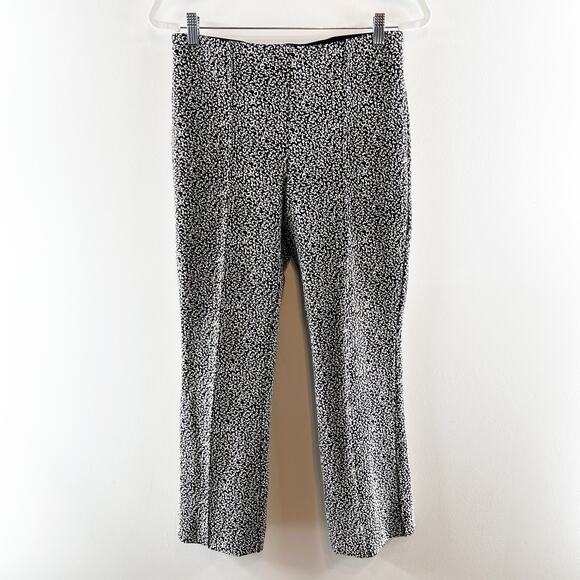 Anthropologie The Essential Leopard Cropped Flare Trousers Black White Small - Picture 2 of 10